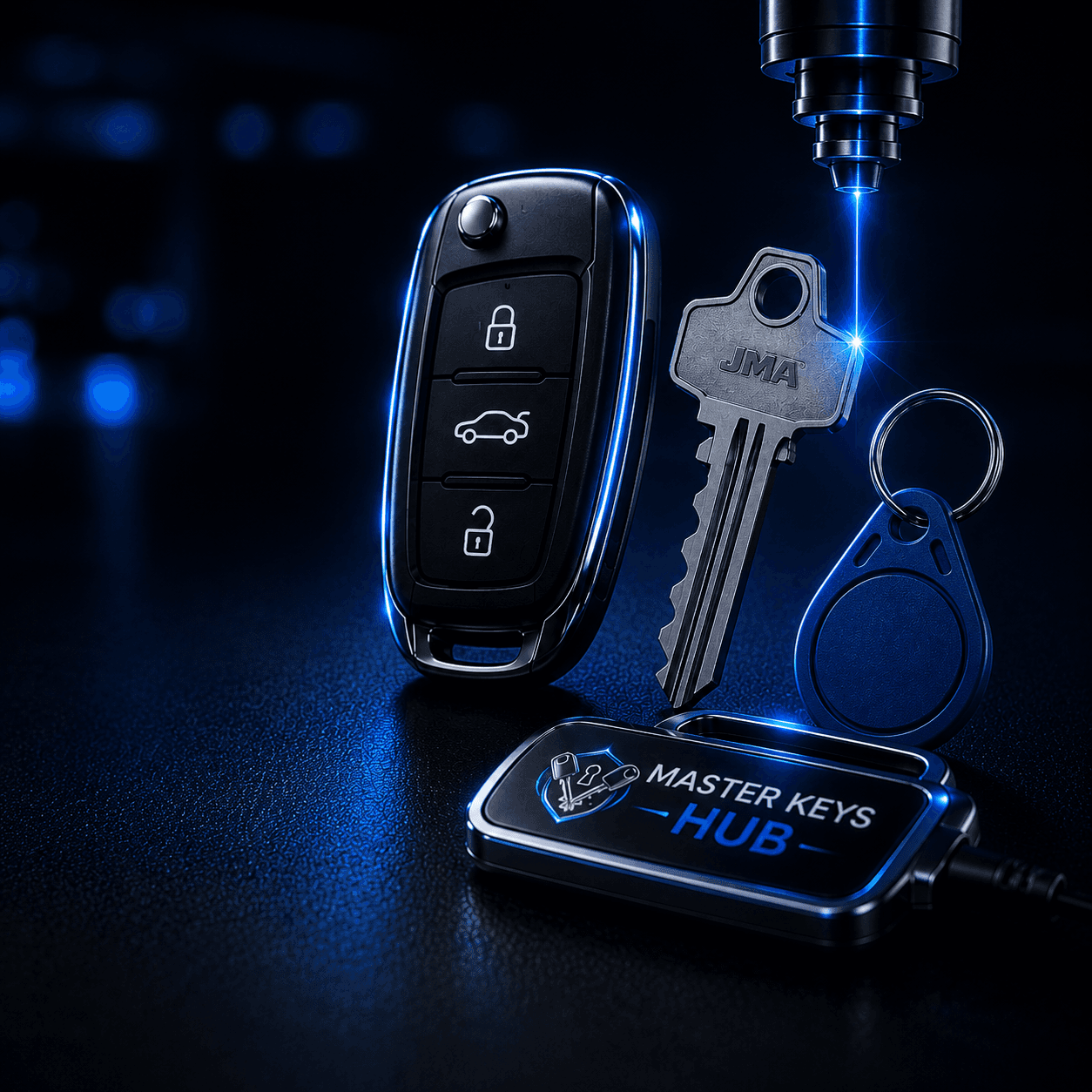 Chei auto, chei rezidențiale și breloc NFC Master Keys Hub